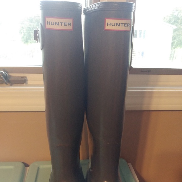 Hunter Shoes - Hunter Original Tall Gloss Rain Boots Gray Size 7M